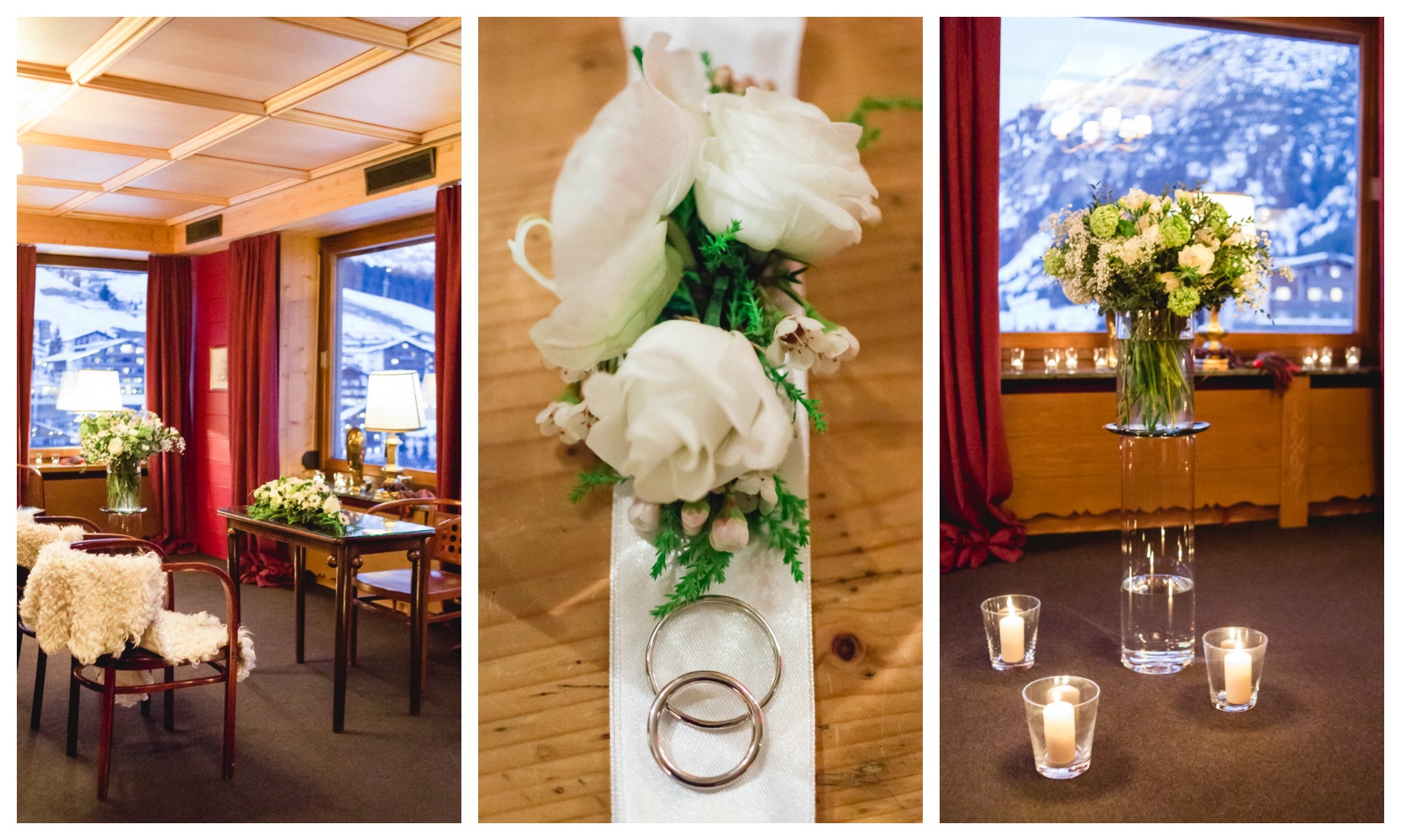 Überraschungshochzeit in den Bergen - Blumendekoration