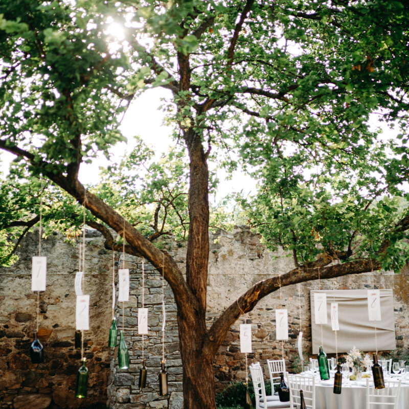 Outdoor-Dinner Tischplan am Baum