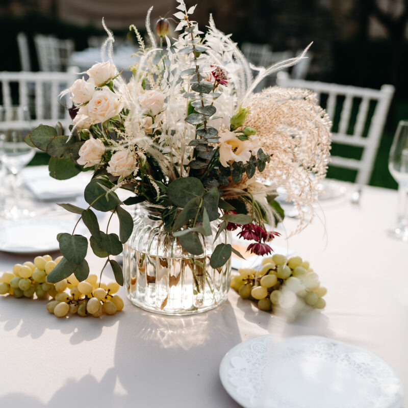 Outdoor-Dinner Floristik am Tisch